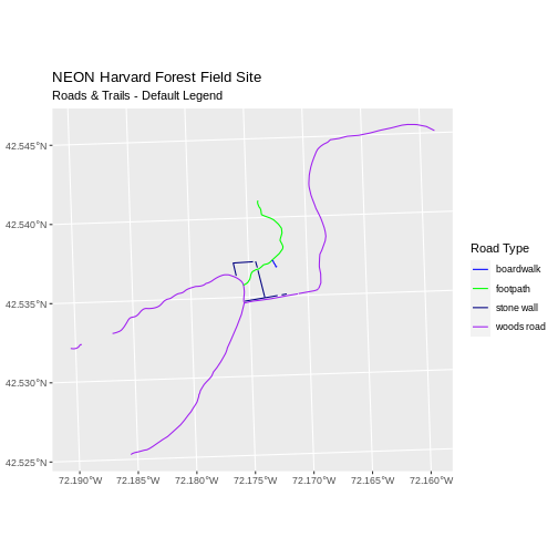 Roads and trails in the study area using thicker lines than the previous figure.